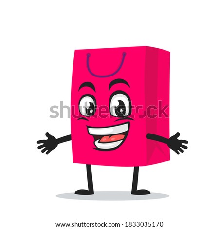vector illustration of shopping bag character or mascot open hand