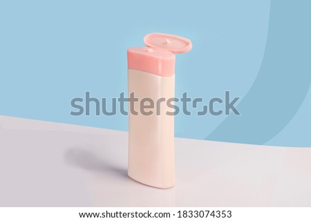 empty bottle lotion skin care with color background