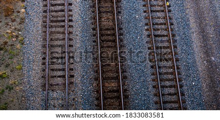 Railway track pictured from above railway station