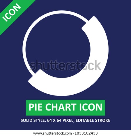 pie chart icon solid style on color background. chart and diagram vector illustration. base 64 x 64 pixels. expanded.
