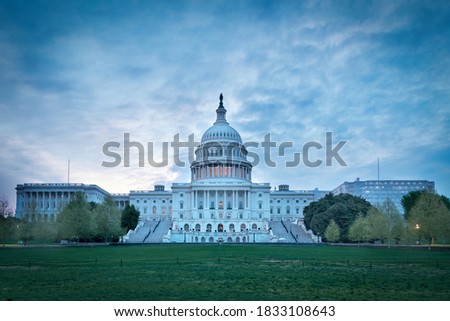 View of The West Facade of the American Capitol Building in the morning, Washington DC, USA