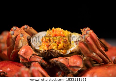 steamed chinese mitten crab, shanghai hairy crab with lots of crab roe（大闸蟹）