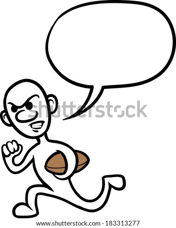 Vector illustration of cartoon doodle small person - running with football. Easy-edit layered vector EPS10 file scalable to any size without quality loss.