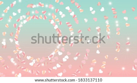 Glamour Background with Confetti of Hearts Glitter Particles. St. Valentine Day. Party pattern. Light Spots. Explosion of Confetti. Glitter Vector Illustration. Design for Banner.