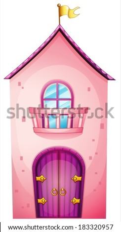 Illustration of a pink castle on a white background