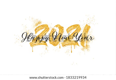 2021 HAPPY NEW YEAR script text lettering. Design template Celebration typography poster, banner or greeting card for Merry Christmas and happy new year. 