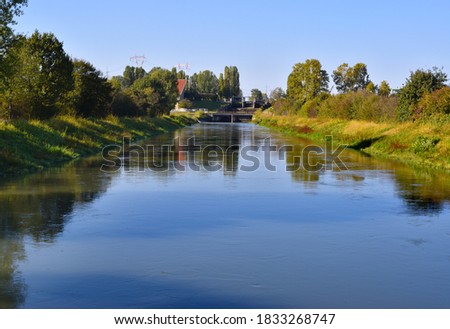 beautiful landscape view with river and wild nature