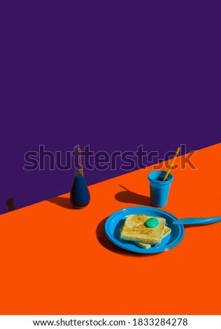 Abstract and conceptual colorful image of an alien breakfast