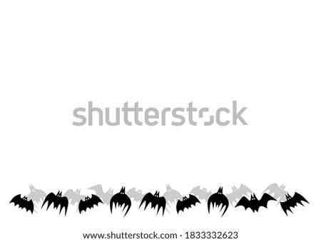 Halloween. Vector illustration of bat. Background pattern. Decorative frame. Black and white. 