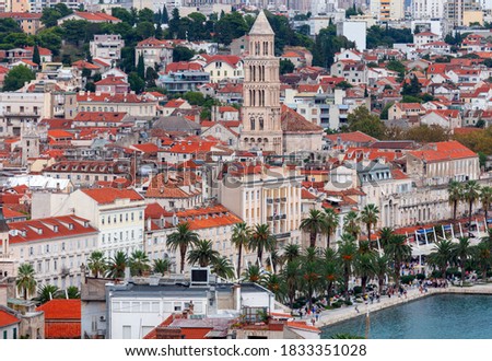 Aerial view of the city and port on a sunny day. Split. Croatia.