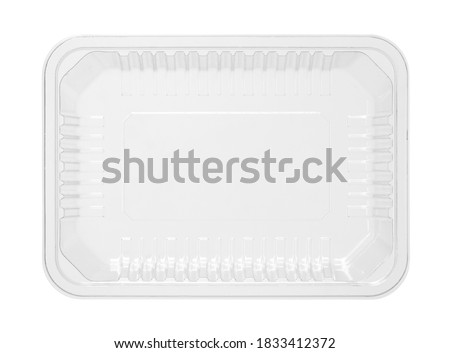 Plastic food box disposable top view (with clipping path) isolated on white background Royalty-Free Stock Photo #1833412372