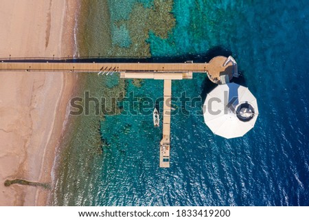 Eilat Red Sea Underwater Observatory marine Park, Aerial view.