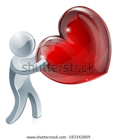 An illustration of a sliver person holding a heart symbol