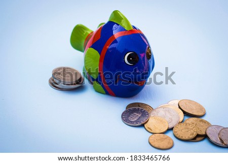 Bushing and money on blue background