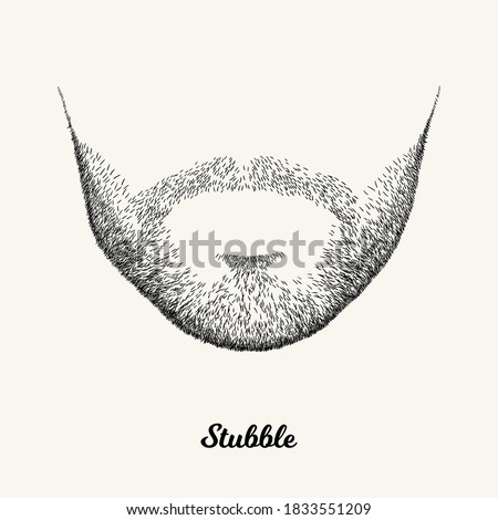 Male stubble. Simple linear Illustration with fashionable men hairstyle. Contour vector background with isolated element for barber shop decor, prints, t-shirts, posters Royalty-Free Stock Photo #1833551209