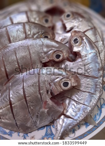 Cleaned Silver Fish arranged on plate