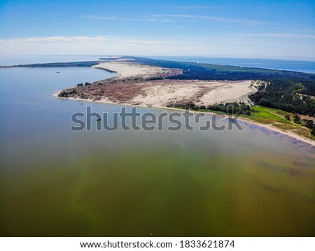 Aerial view of Nida Parnidis dune in Curonian spit next to Lithuanian and Russian boarder