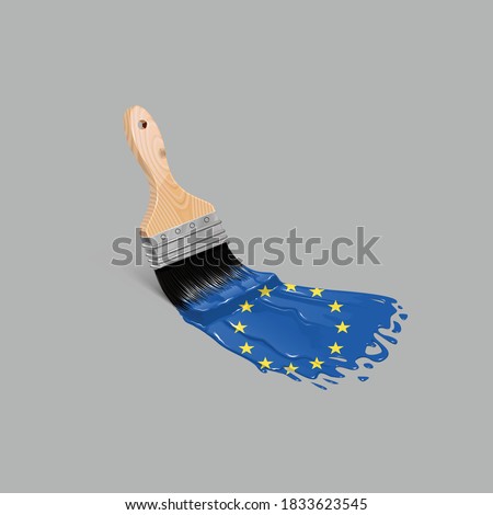 Paintbrush painting european-union flag - stock vector
