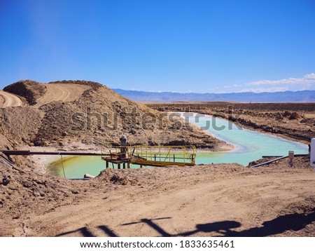 Brine pools for lithium mining. Royalty-Free Stock Photo #1833635461