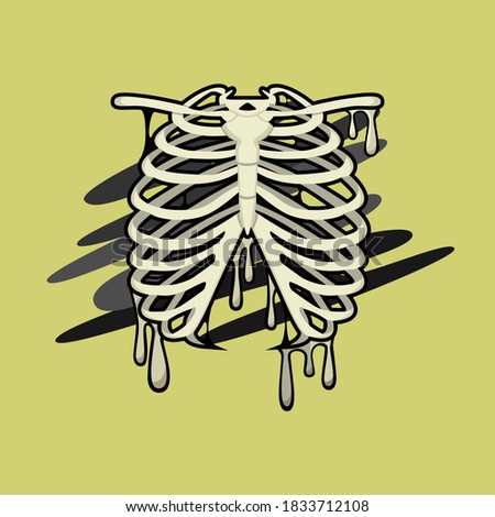 Image of a part of a human skeleton with paint smudges. Human ribs. Vector image. Royalty-Free Stock Photo #1833712108