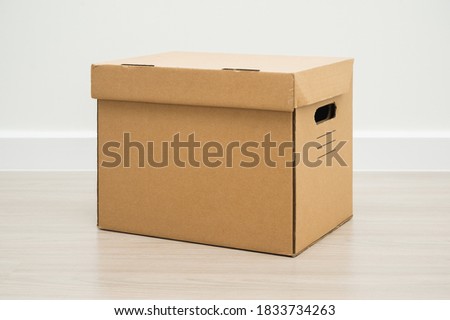 Box parcel cardboard mock up on blank space white background.