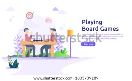 people playing board or tabletop games together concept. illustration template for web landing page, banner, presentation, social, poster, ad, promotion or print media