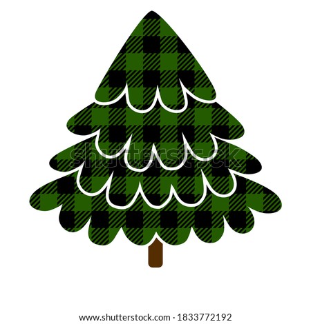 Buffalo plaid Christmas tree. Stylish checkered Christmas tree.