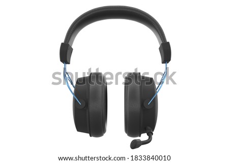3D rendering of gaming headphones with microphone on white background with clipping path. Concept of cloud gaming and game streaming services