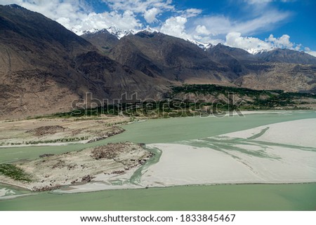 aerial landscape photography of beautiful mountains and valleys of Karakorum range in gilgit Baltistan 
