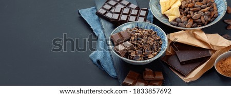 Delicious chocolate bars and pieces. 