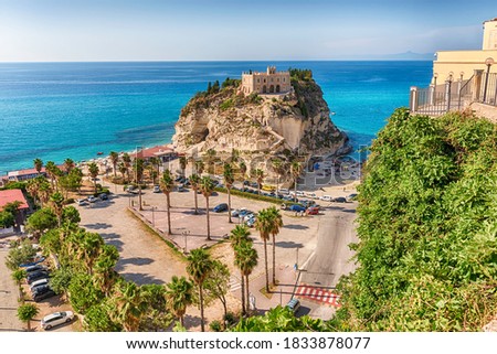 Church of Santa Maria dell'Isola in Tropea, a seaside resort located on the Gulf of Saint Euphemia, part of the Tyrrhenian Sea, Calabria, Italy