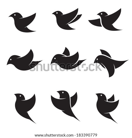 Set of vector bird icons on white background, Bird Icon, Vector bird for your design. Easy editable layered vector illustration.