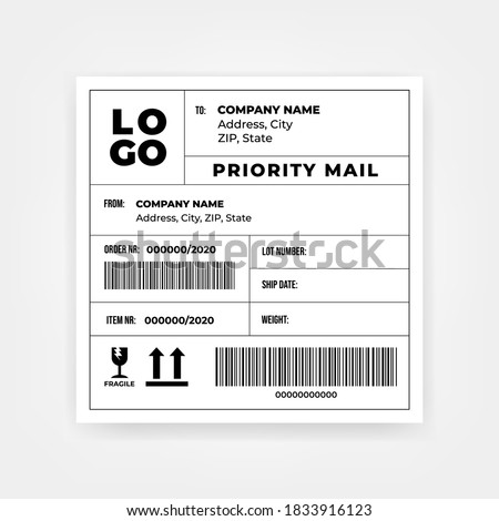 Shipping barcode sticker label template.
