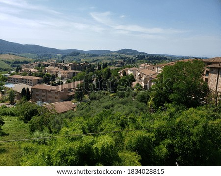 aerial photos of the ancient medieval town of San Gimignano