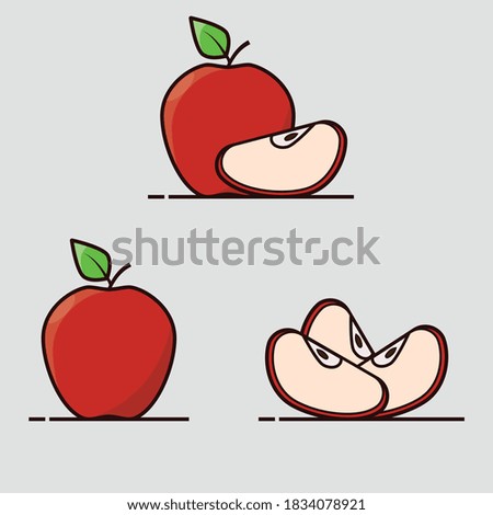 Fresh red apple fruit flat design illustrator