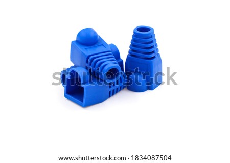 Close Up blue color strain relief boots for RJ45. RJ45 Protection Cover.