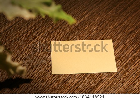 Elegant realistic wooden table background business card mockup 