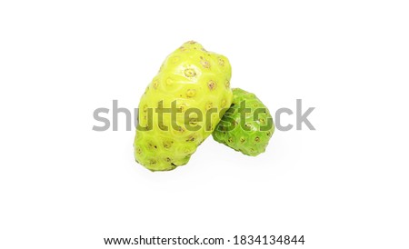 fresh noni , Morinda citrifolia fruit pictures on a white background, can be used as pictures of natural herbal medicine