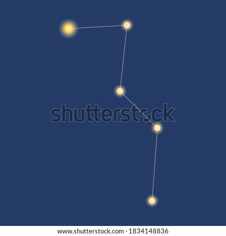 Constellation cassiopeia isolated. Vector stock illustration. Astronomy concept, astrology, constellation cassiopeia. Contemporary outline star on dark. Illustration with cassiopeia