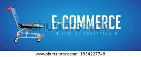 Online shop concept - PC computer as shopping cart   Royalty-Free Stock Photo #1834227748