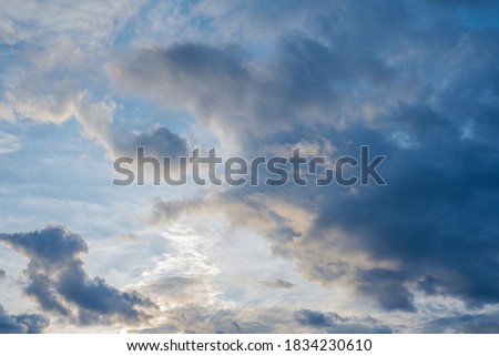 Beautiful october sky with evening clouds