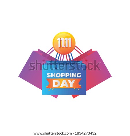 shopping day paper bags marketing business vector illustration detailed
