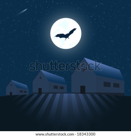 Houses under the stars - vector illustration