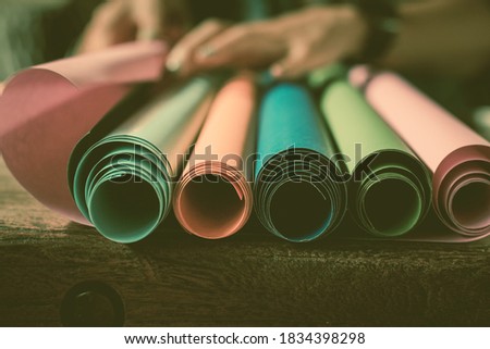 Green  and pink paper For wallpaper backdrop and background.
