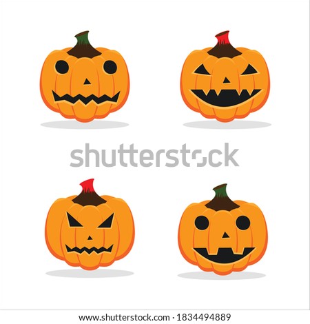Flat Illustration pumpkin spooky On white background , Suitable For Halloween Party Themed Designs Or web