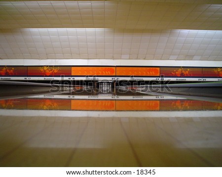 Bowling alley interior.