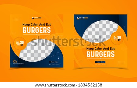 social media and web banner. Fast Food drink and menu Editable Restaurant business square social media and web banner post promotions & Layout design for marketing  shape vector template design set 