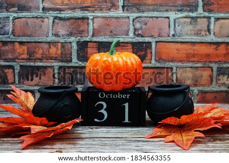 31 October Halloween day alphabet letter with space copy on wooden background