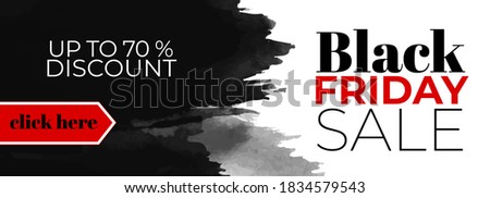Black Friday holiday sale promo . banner.  Hand drawn watercolor Ink painting vector artwork.