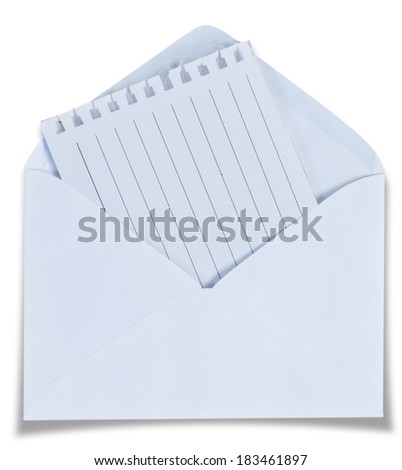 Blank envelope isolated on white background with clipping path